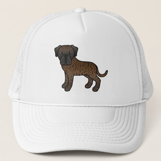 Cartoon Oude Engelse Mastiff Hond Met Tijgerjas Trucker Pet (Voorkant)