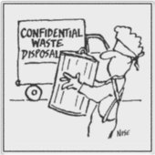 Cartoon over de verwijdering van vertrouwelijk afv sticker (Voorkant)