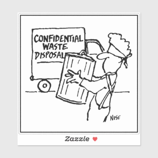 Cartoon over de verwijdering van vertrouwelijk afv sticker (Vel)