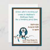 Cartoon Owl Birthday Uitnodiging (Voorkant / Achterkant)