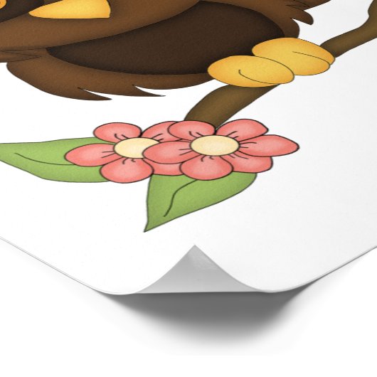 Cartoon Owl (bruin) Poster (Hoek)