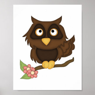 Cartoon Owl (bruin) Poster