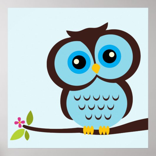Cartoon Owl Children's Wall Art Poster (Voorkant)