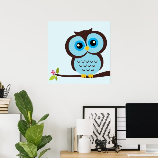 Cartoon Owl Children's Wall Art Poster (Thuiskantoor)