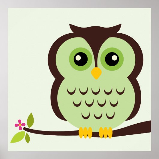 Cartoon Owl Children's Wall Art Poster (Voorkant)