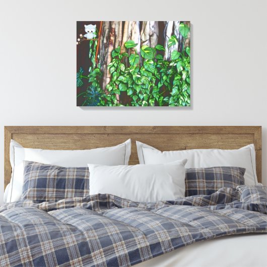 Cartoon Owl in Banyan Tree Canvas Afdruk (Insitu (Slaapkamer))