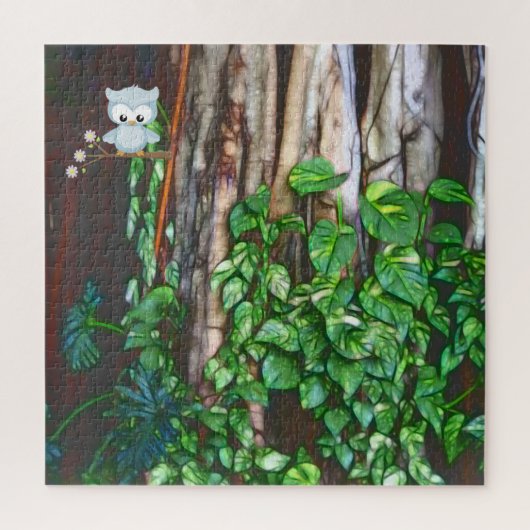 Cartoon Owl in Banyan Tree Legpuzzel (Verticaal)