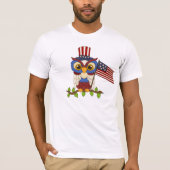 Cartoon Owl Patriottisch mannen T-shirt (Voorkant)
