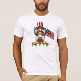 Cartoon Owl Patriottisch mannen T-shirt