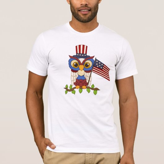 Cartoon Owl Patriottisch mannen T-shirt (Voorkant)