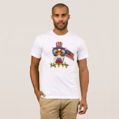 Cartoon Owl Patriottisch mannen T-shirt (Voorkant volledig)