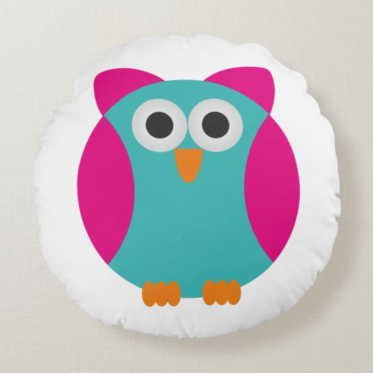 Cartoon Owl Rond Kussen (Voorkant)