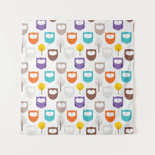 Cartoon Owls Wandkleed (Voorkant)