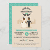 Cartoon paar bruiloft uitnodiging (DAA) (Voorkant / Achterkant)