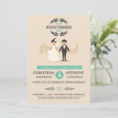Cartoon paar huwelijksuitnodiging (CA) Kaart (Staand voorkant)