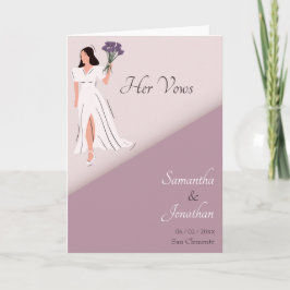 Cartoon Paar in Paarse Bruiloft Haar Geloften Kaar Bedankkaart