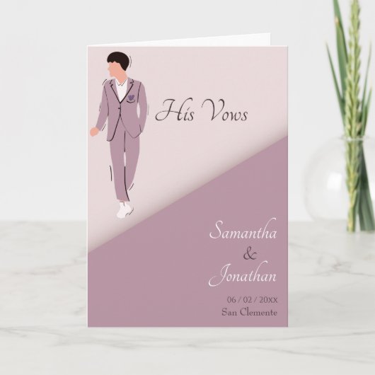 Cartoon paar in Paarse bruiloft zijn geloften Kaar Bedankkaart (Voorkant)