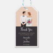 Cartoon Paar Modern Wedding Gift Labels Cadeaulabel (Voorkant)