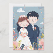 Cartoon paar Schattigee bruiloft Kaart (Voorkant)