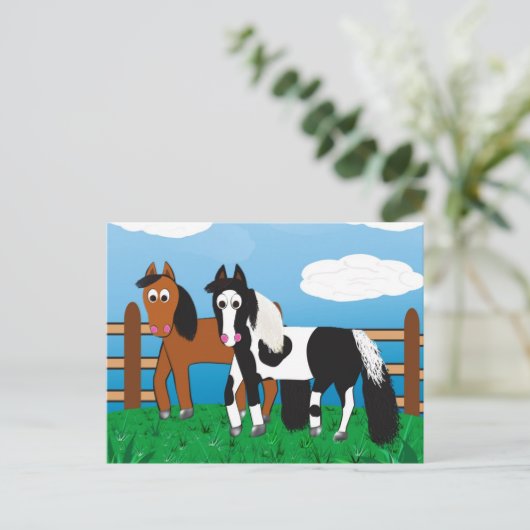 Cartoon paard briefkaart (Staand voorkant)