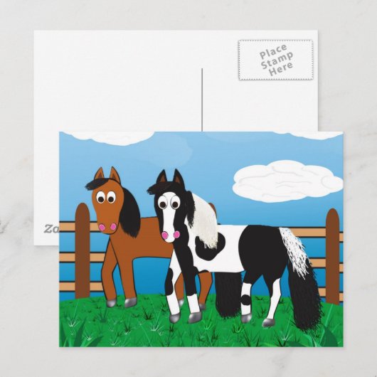Cartoon paard briefkaart (Voorkant / Achterkant)