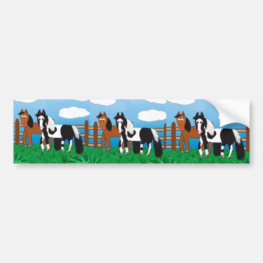 Cartoon paard bumpersticker (Voorkant)