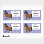 Cartoon Paard Rechthoekige Sticker (Vel)