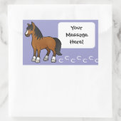 Cartoon Paard Rechthoekige Sticker (Tas)