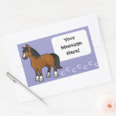 Cartoon Paard Rechthoekige Sticker (Envelop)