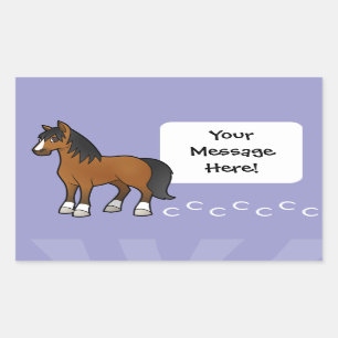 Cartoon Paard Rechthoekige Sticker