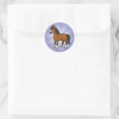 Cartoon Paard Ronde Sticker (Tas)