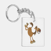 Cartoon Paard voor schoppenbestrijding AcrylSleute Sleutelhanger (Voorkant Links)