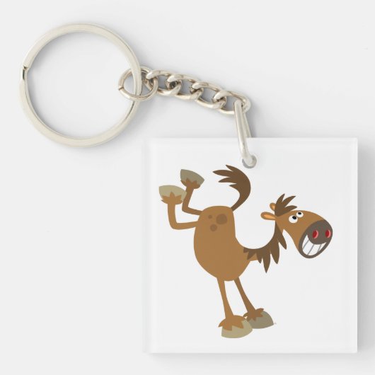 Cartoon Paard voor schoppenbestrijding AcrylSleute Sleutelhanger (Voorkant)