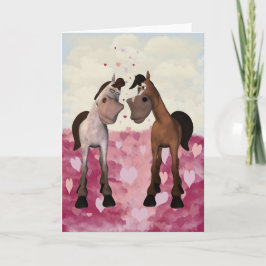 Cartoon Paarden Valentijnse kaart