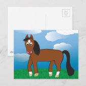 Cartoon Paardenbaai met witte sokken Briefkaart (Voorkant / Achterkant)