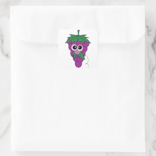 Cartoon Paarse graafman met snor Vierkante Sticker (Tas)