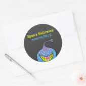 Cartoon Paarse monster Alien Kind Halloween Party Ronde Sticker (Envelop)