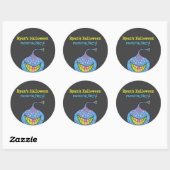 Cartoon Paarse monster Alien Kind Halloween Party Ronde Sticker (Vel)