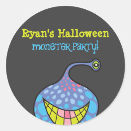 Cartoon Paarse monster Alien Kind Halloween Party Ronde Sticker