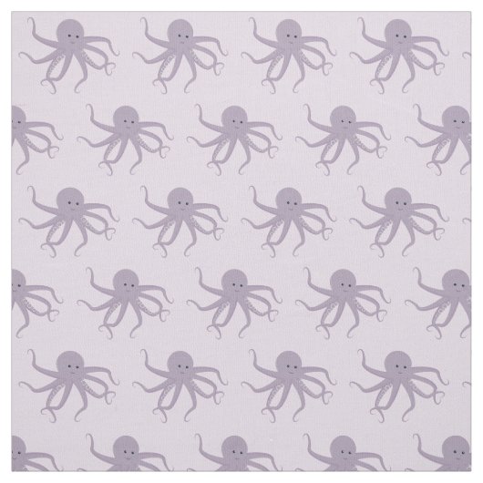 Cartoon Paarse octopus tekenglimlachen Stof (Swatch)