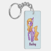Cartoon Paarse Pony Sleutelhanger (Voorkant Links)
