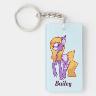 Cartoon Paarse Pony Sleutelhanger 