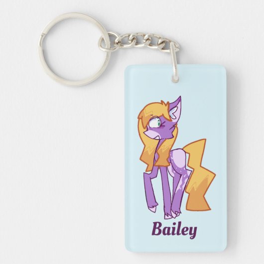 Cartoon Paarse Pony Sleutelhanger (Voorkant)