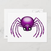 Cartoon Paarse Spider Briefkaart (Voorkant / Achterkant)