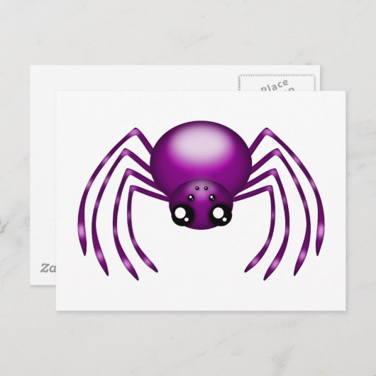 Cartoon Paarse Spider Briefkaart (Voorkant / Achterkant)