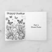 Cartoon paashaas binnen kleurplaat kaart (Binnen)