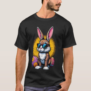 Cartoon Paashaas Konijn Met Zonnebril Heren Dames  T-shirt