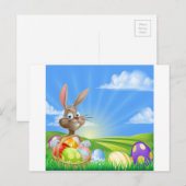 Cartoon Paashaas Scène Feestdagenkaart (Voorkant / Achterkant)