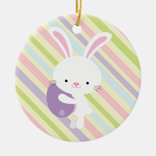 Cartoon paaskonijn met Stripes Ornament (Voorkant)