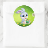 Cartoon paaskonijn ronde sticker (Tas)